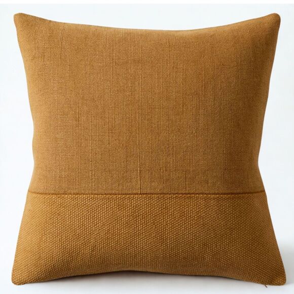 West Elm Cotton Canvas Pillow Cover Honey Gold Rust Cotton Jute Pattern Blocked - Picture 5 of 9